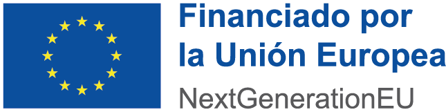 Logo de la Unión Europea con estrellas doradas y texto indicando financiamiento por NextGenerationEU