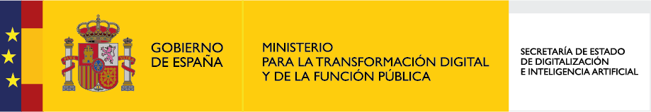 Logo del Gobierno de España con bandera española y texto del Ministerio para la Transformación Digital